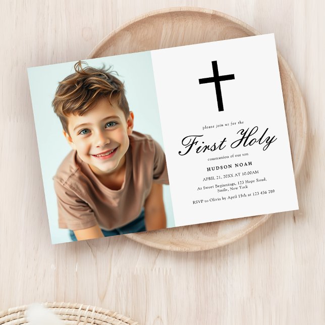 Neuere Minimalistische Jungen des Schwarzen Kreuze Einladung (Von Creator hochgeladen)