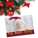 Neuere Weihnachts-Weihnachtsnachtsankündigung Folieneinladung<br><div class="desc">Einfache Niedliche Horizontal 1 Foto Unsere Santa Baby Urlaubskarte. Diese Karte hat echten Folientext und ist vollständig anpassbar und einfach zu personalisieren. Ideal für den Urlaub mit der Familie oder Freunden.</div>