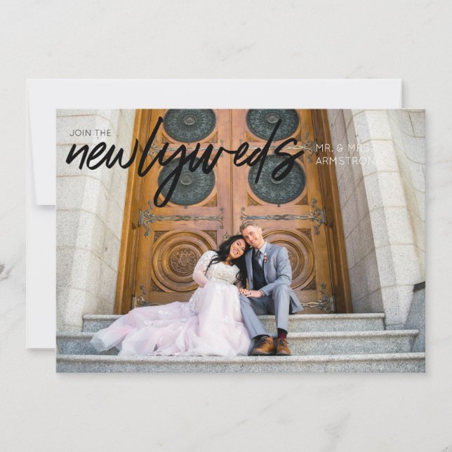 Neuerscheinungen B Horizontal 3 Foto Hochzeitsempf Einladung (Vorderseite)