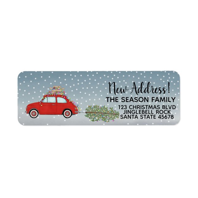 Neues Address Red Fiat 500 Weihnachtsbaumlabel (Vorne)
