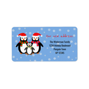 Neues Adressenblau der Pinguinfamilie Adressaufkleber