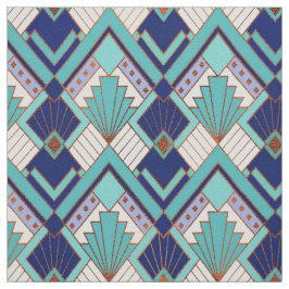 Neues Aqua und Blue Art Deco Stil Stoff