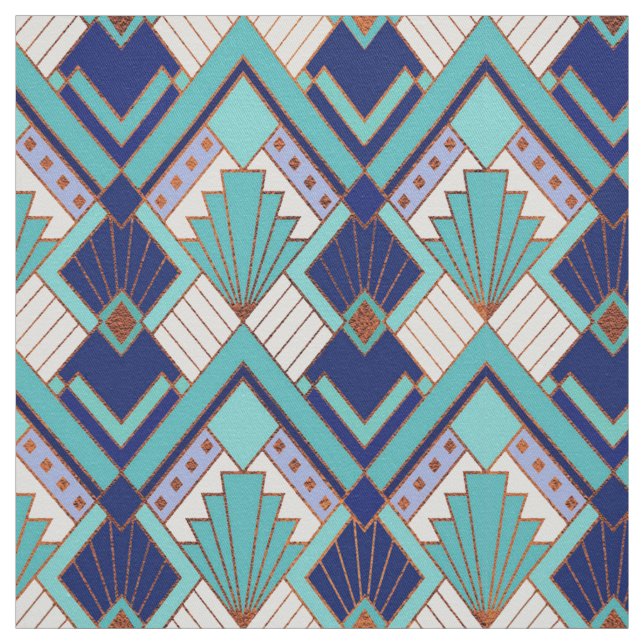 Neues Aqua und Blue Art Deco Stil Stoff (Muster)