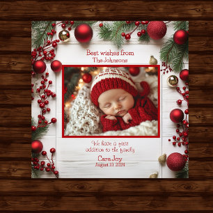 Neues Baby-Ankündigung Foto Weihnachten Fliese