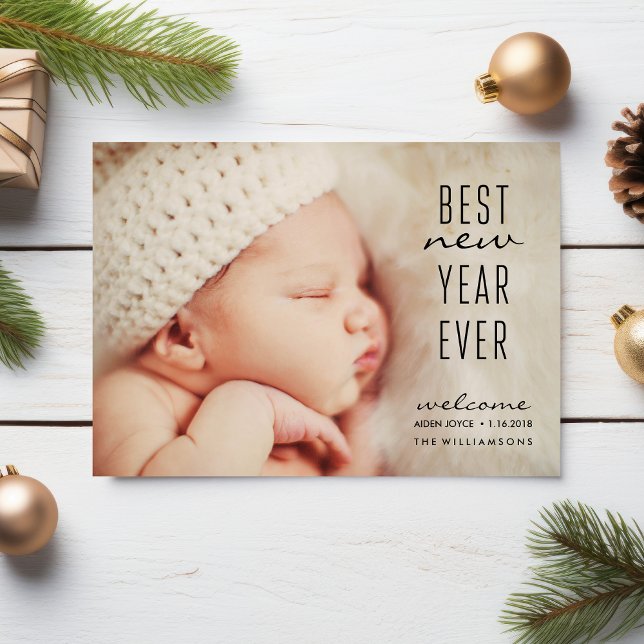Neues Baby Best New Year Enosc Modernes Holiday Fo Einladung (Von Creator hochgeladen)