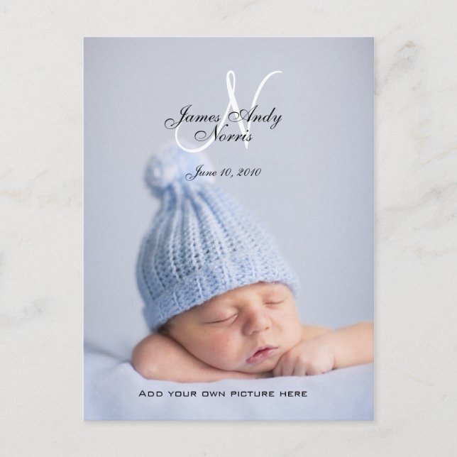 Neues Baby Boy Ankündigung Foto Postkarten (Vorderseite)