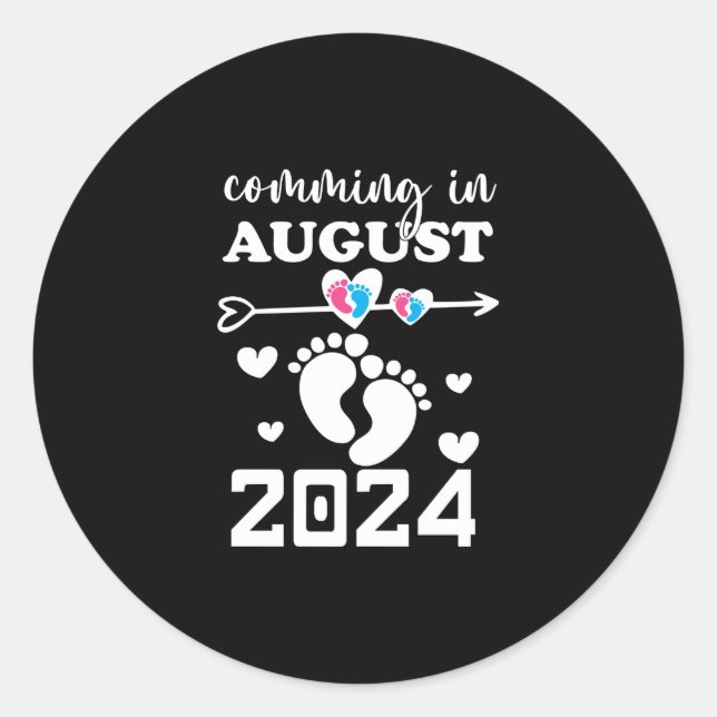 Neues Baby Coming in Augu 2 24 Schwangerschaftsank Runder Aufkleber (Vorderseite)