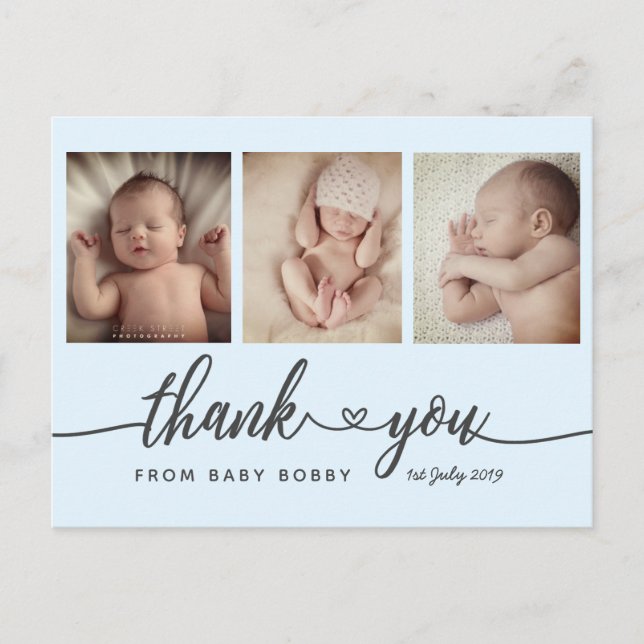 Neues Baby Dankeschön Karten, Geburtsausweis Postkarte (Vorderseite)