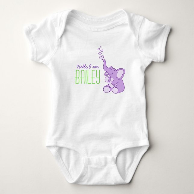 Neues Baby Elefant Begrüßungsbaby Name Shirt (Vorderseite)