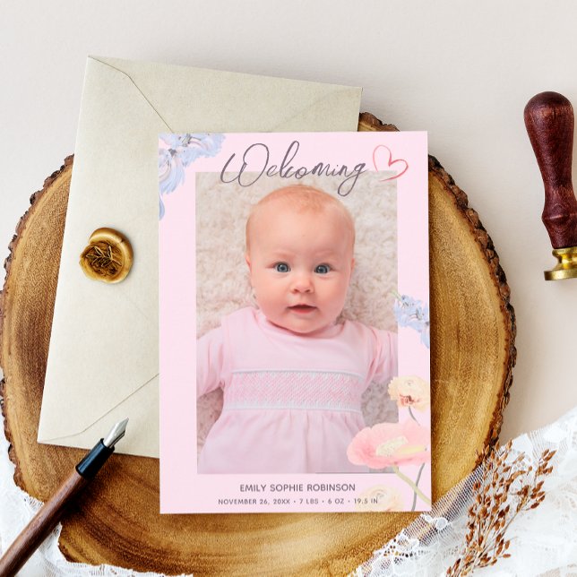 Neues Baby Elegante Willkommensfoto Collage Birth Ankündigung (Von Creator hochgeladen)