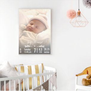 Neues Baby Foto mit Baby Stats Pine Branch & Star