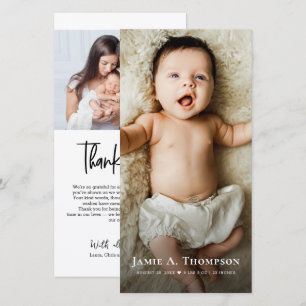 Neues Baby Foto Moderne Geburt Danke Herz Ankündigung