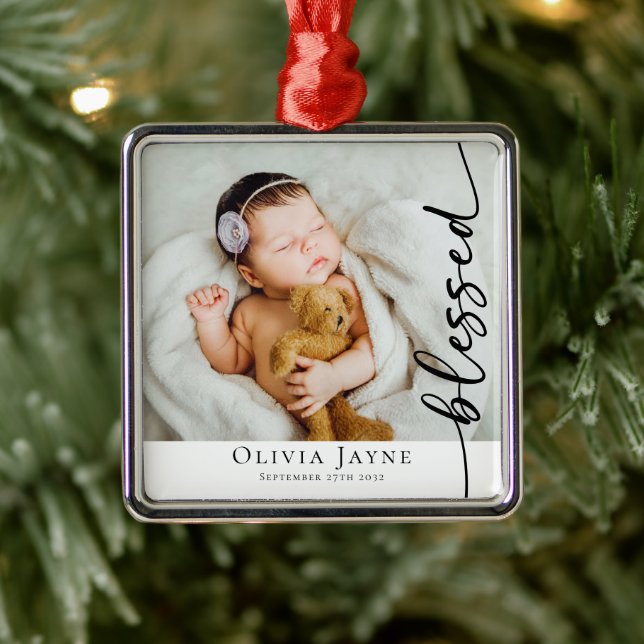 Neues Baby-Foto-Sake Ornament Aus Metall (Baum)
