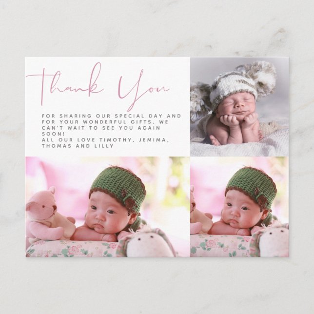 Neues Baby Foto Vielen Dank Karten Modernes Budget (Vorderseite)