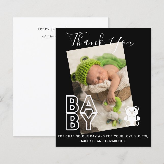 Neues Baby Foto Vielen Dank Karten Modernes Budget (Vorne/Hinten)