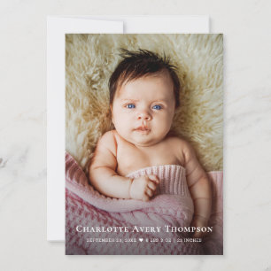 Neues Baby GIRL Foto Vielen Dank Herzlich Willkomm Ankündigung