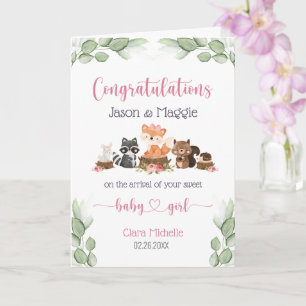 Neues Baby Girl Pink Personalisiert Glückwunsch Karte