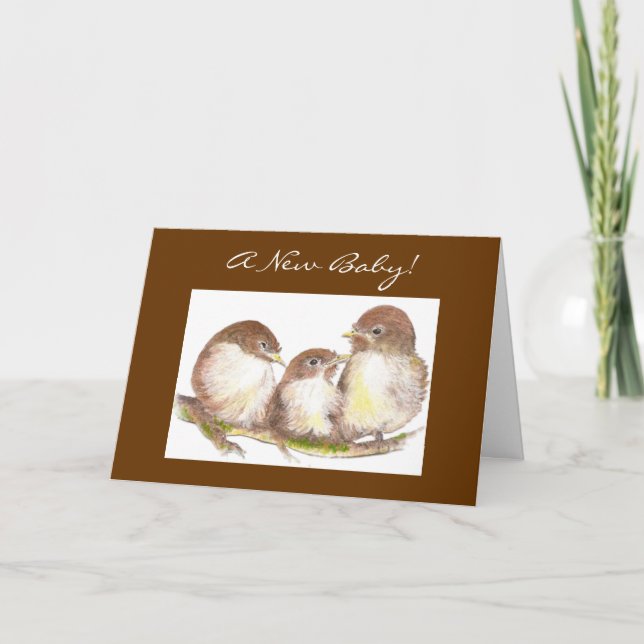 Neues Baby, Glückwünsche, niedliche Vögel Karte (Vorderseite)