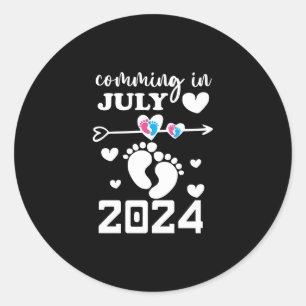 Neues Baby kommt im Juli 2024 Schwangerschaftsankü Runder Aufkleber