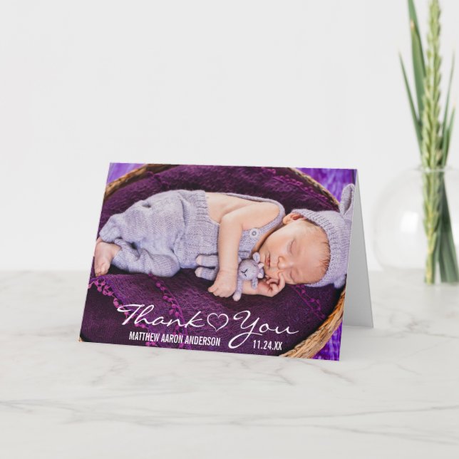 Neues Baby-modernes Foto danken Ihnen Dankeskarte (Vorderseite)