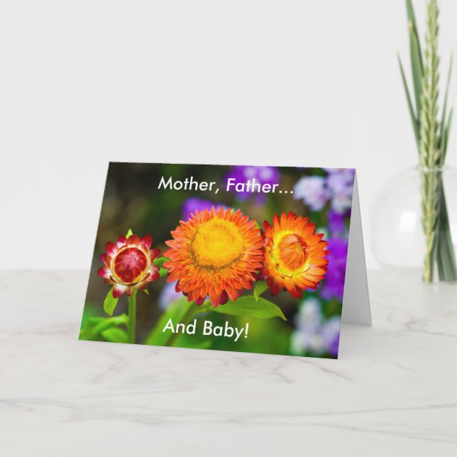 Neues Baby: Mutter, Vater, Baby Karte (Vorderseite)