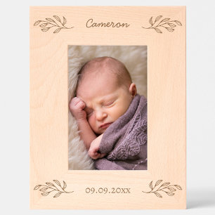 Neues Baby Personalisierter Name Datum Botanische Geätzte Rahmen