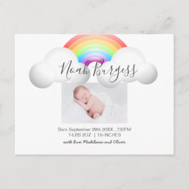 Neues Baby Rainbow Birit Ankündigung Foto Postkarte