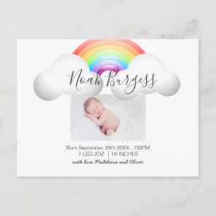 Neues Baby Rainbow Birit Ankündigung Foto Postkarte