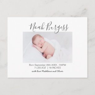 Neues Baby Simple Birth Announcement Foto Postkarte