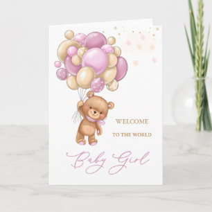 Neues Baby Willkommen in den Bärenrosa-Balloons de Karte