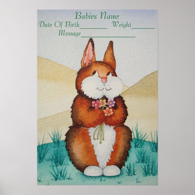 neues Babymünster mit niedlichem Hasen Poster (Vorne)