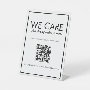 Neues Basic White QR Code Feedback Counter Sign Sockelschild