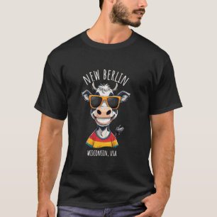 Neues Berlin WI USA Lustiges Kuh Cartoon Design T-Shirt