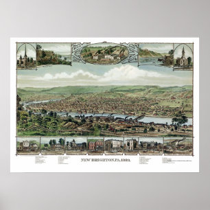 Neues Brighton, panoramische Karte PAs - 1883 Poster