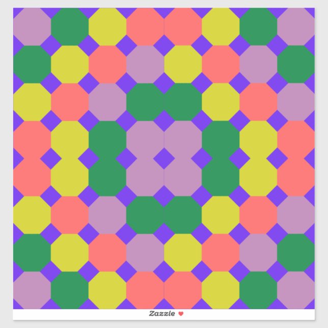 Neues, buntes Achteckon-Design, Geometrisches Okta Aufkleber (Blatt)