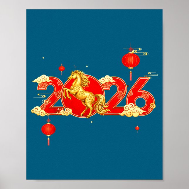 Neues Chinesisches Pferd Glücklich Poster (Vorne)