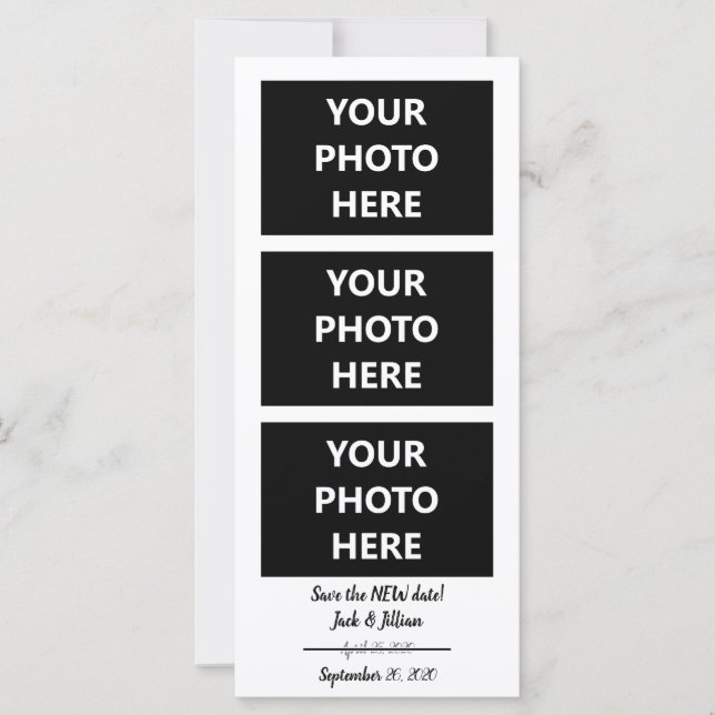 Neues Datum gerettet | Datum ändern | 3 FOTOS Karte (Vorderseite)