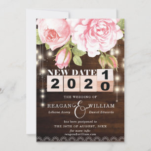 Neues Datum Rustikale Hochzeit Ankündigung