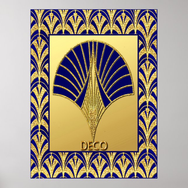 Neues Deko Fan (Gold und Blau) Poster (Vorne)