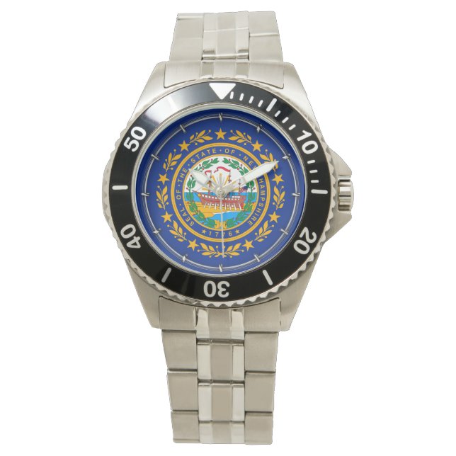 Neues Design der Hampshire State Flag Armbanduhr (Vorderseite)