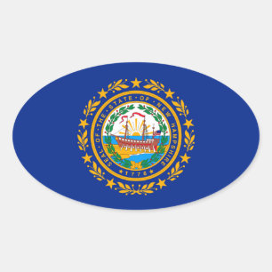 Neues Design der Hampshire State Flag Ovaler Aufkleber