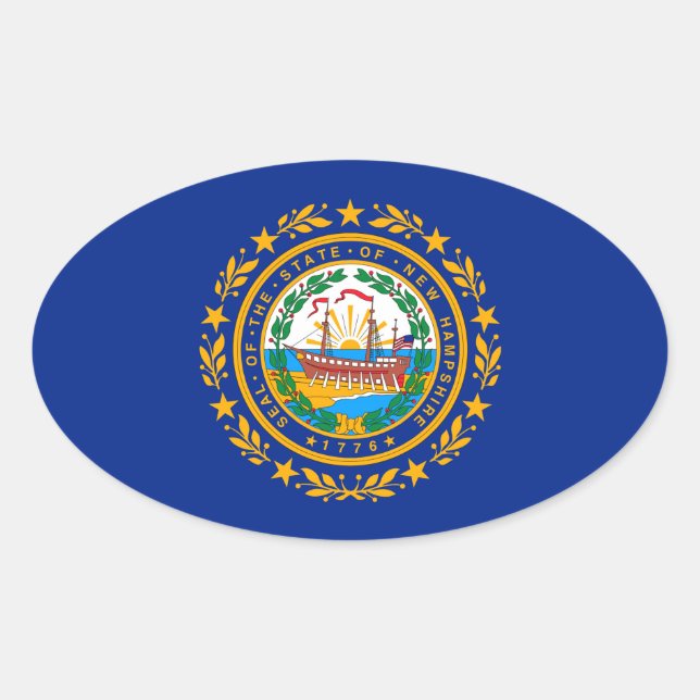 Neues Design der Hampshire State Flag Ovaler Aufkleber (Vorderseite)