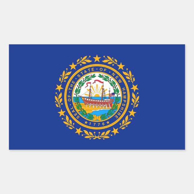 Neues Design der Hampshire State Flag Rechteckiger Aufkleber (Vorderseite)