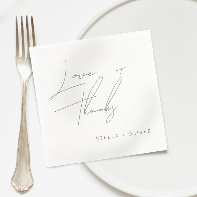 Neues Dokument zur grünen Script-Liebe Serviette (Modern Sage Green Script Love Thanks Paper Napkins)