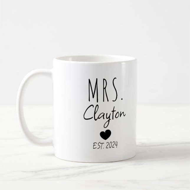 Neues Ehepaar - Personalisierte Herren und Frau. Kaffeetasse (Links)