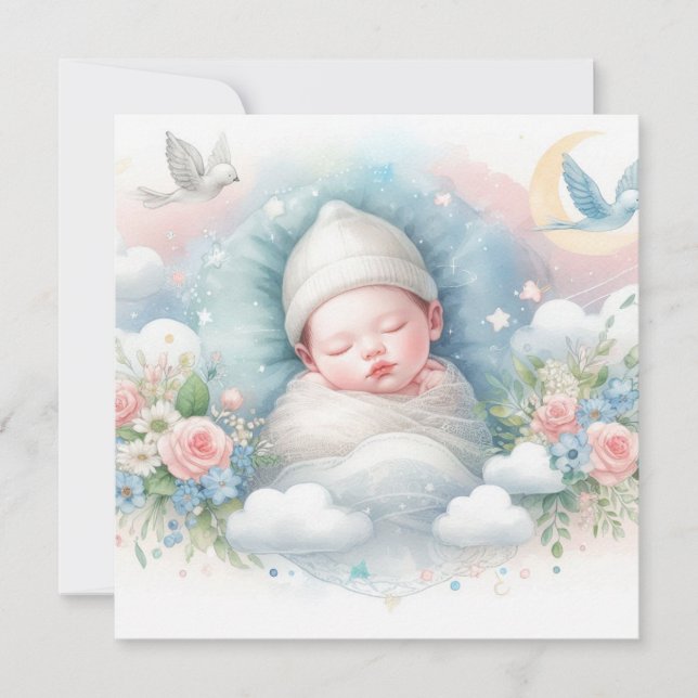 Neues geborenes Baby Einladung (Vorderseite)