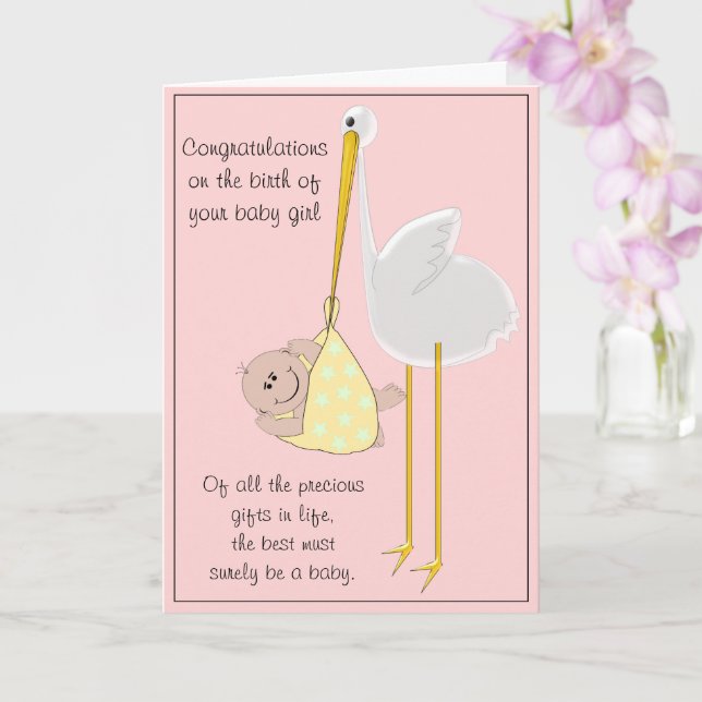 Neues Geborenes Baby Girl Karte (Orchidee)