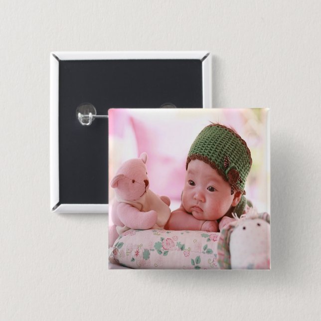 Neues geborenes Girl-Foto Button (Vorne & Hinten)