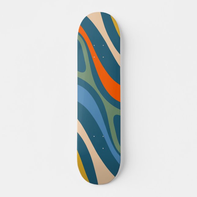 Neues Groove Retro Abstraktes Multicolor Muster Skateboard (Vorne)