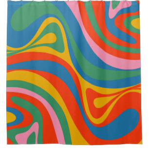 Neues Groove Retro Trippy Abstraktes Muster Duschvorhang